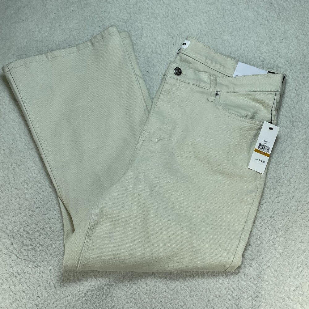 DKNY Jeans Womens 16W Beige Williamsburg High Rise Flare Crop Ankle 36x25 NWT